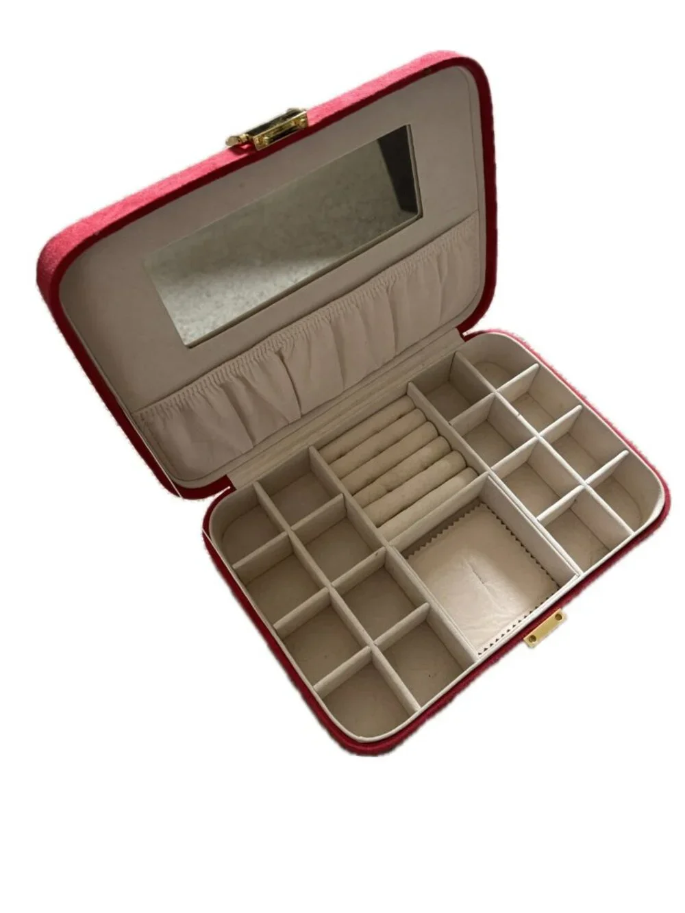 Red Suedelike Covered Jewlry Box 10